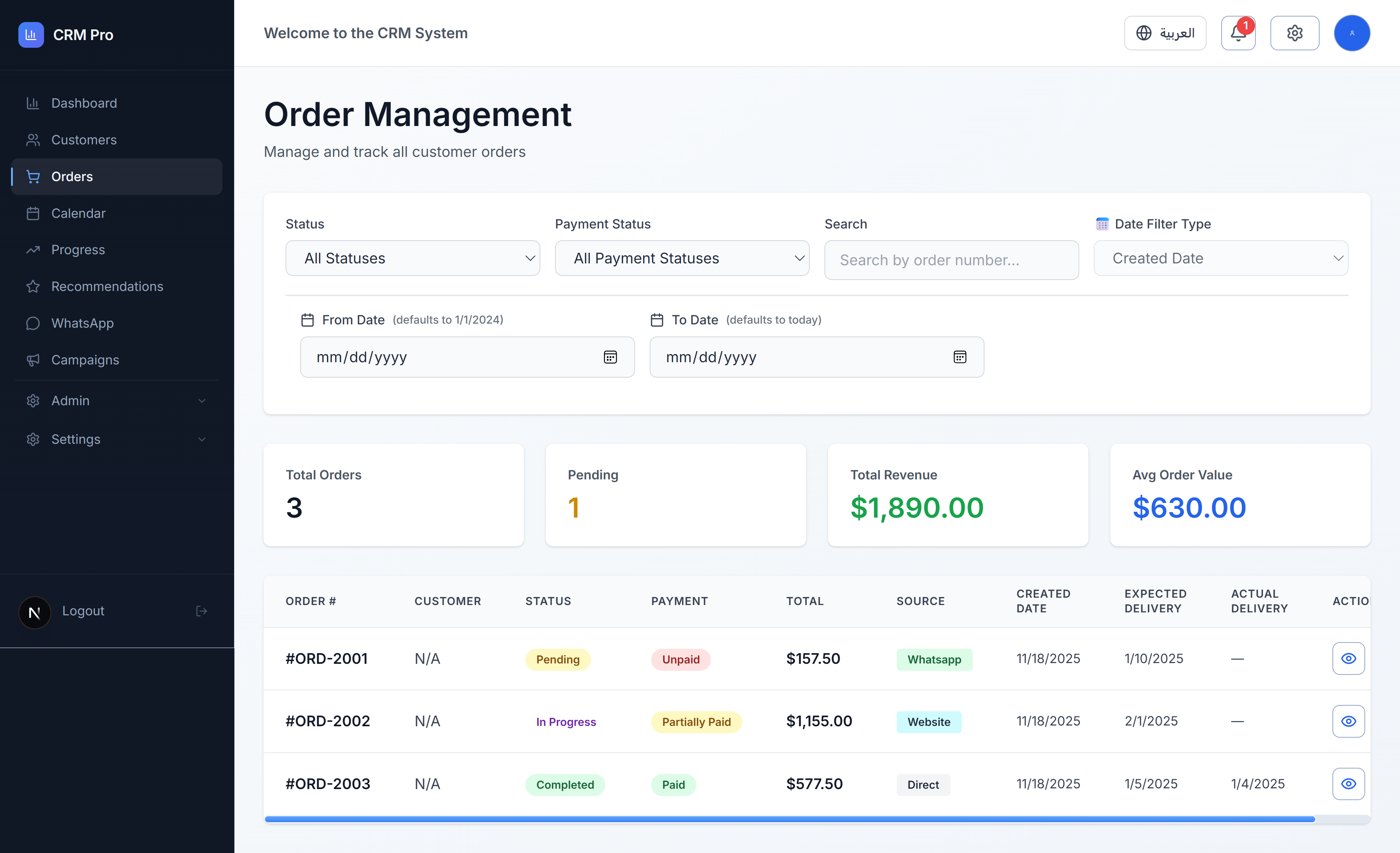 Order management
